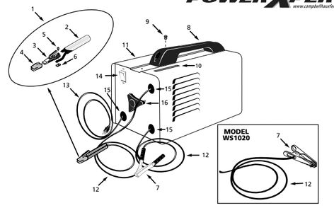 Section Diagram and Parts List for WS1000  Campbell Hausfeld Welder